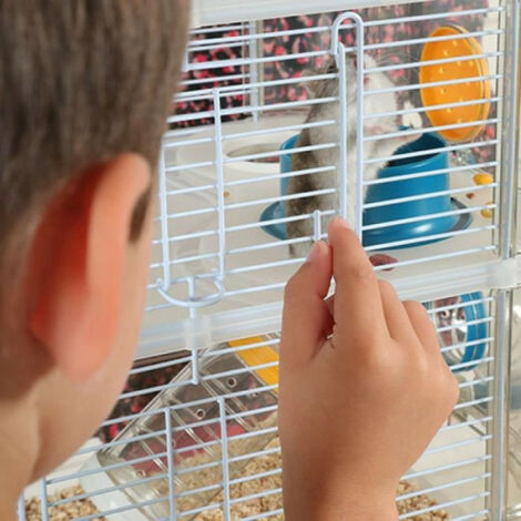 Cage Pour Hamster 2 étages En Acrylique Transparent - 47x30x37 Cm Avec Accessoires (roue, Maison, Biberon…) - Pour Hamster, Gerbille, Souris - 4