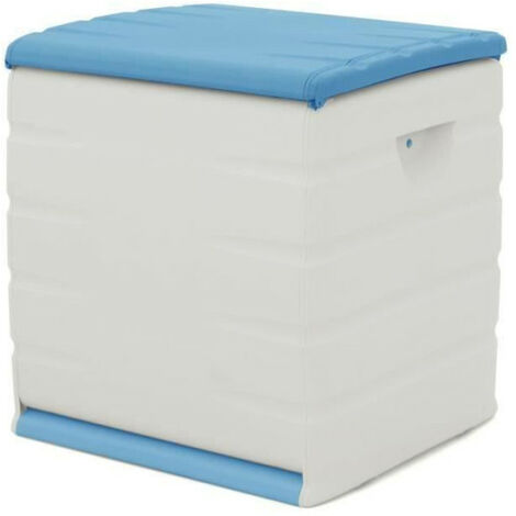 PLASTIKEN Coffre cadenassable avec roulettes - 190 L - Fonctionnel et esthétique - Beige et Bleu (1/2)
