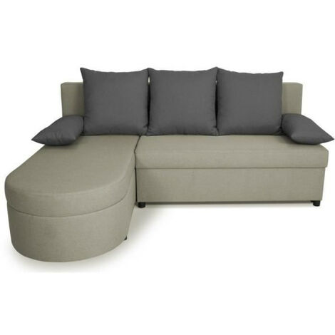 Canapé d'angle convertible réversible 3 places JEN - Tissu Gris - Style contemporain - L196 x H88 x P159 cm (1/5)