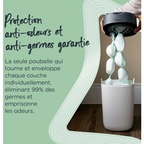 TOMMEE TIPPEE Poubelle a Couches Twist & Click, Starter Pack, Protection  Anti-Odeur Et Anti-Germe