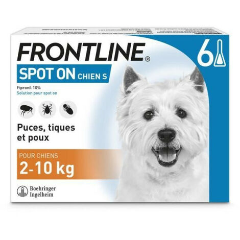 FRONTLINE Spot On Chien S - 2 a 10 kg - 6 pipettes- Puces tiques et poux (1/4)