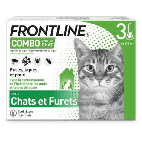 FRONTLINE Combo Chats et Furets - 3 pipettes - Puces tiques et poux