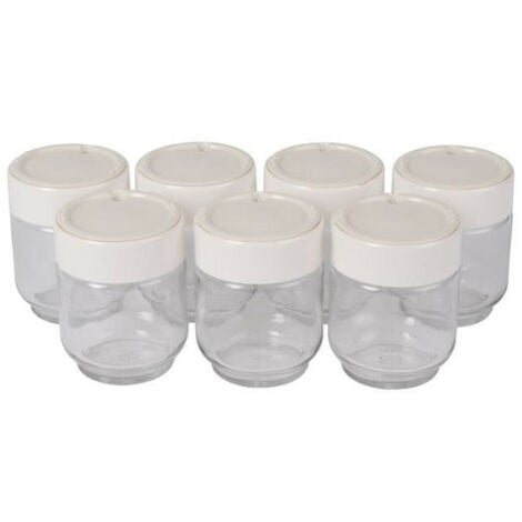 Yaourtières 7 pots verre couvercle blanc yogurta transparent