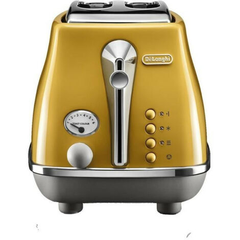 Grille Pain - Toaster Electrique - DELONGHI - ICONA CAPITALS - 2 tranches - 900W - Chauffe viennoisseries - Jaune (1/5)