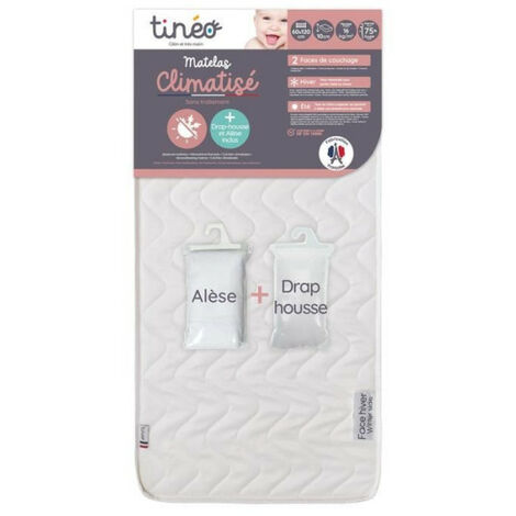 Matelas Climatisé TINEO 70x140 cm - Epaisseur 10 cm - Avec drap housse et alese