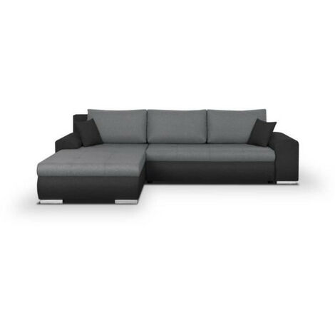 Canapé d'angle convertible et réversible 5 places INDIAN - Tissu gris clair et anthracite (1/5)