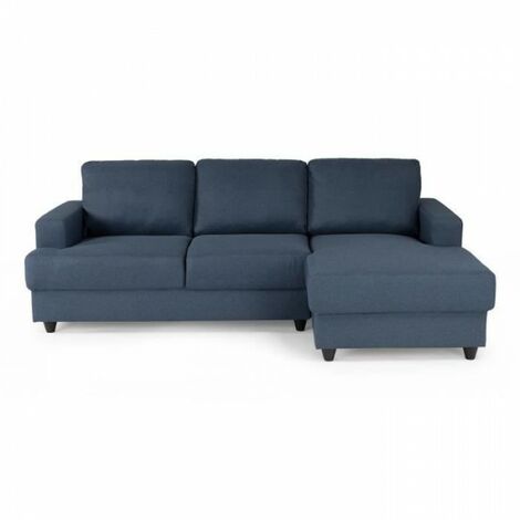 Canapé d'angle droit 4 places - Tissu bleu - Contemporain - L 215 x P 140 H 86 cm - PAUL (1/5)