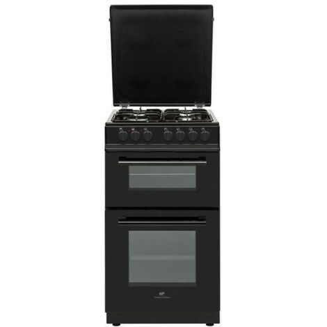 Continental Edison – Cuisinière à gaz 4 feux – Double four électrique 53L et 32L – Nettoyage catalytique – Dimensions L50 x P60 x H90 cm – Compatible tous gaz - CECDF5060B3