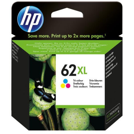 HP 62XL Cartouche d'encre trois couleurs grande capacité authentique (C2P07AE) pour Officejet Mobile 250, Envy 5540/5640/7640 (1/5)