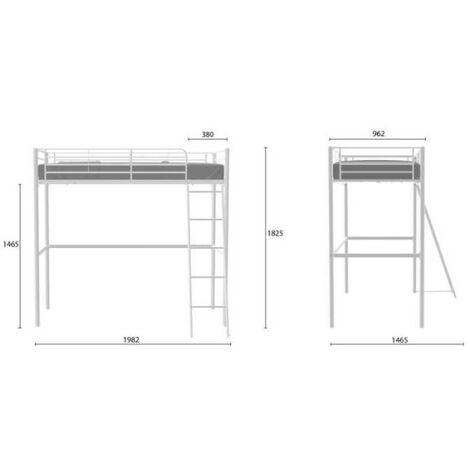 Lit Mezzanine IKEA – Métal Gris – 90x190 Cm – 1 Personne – Occasion