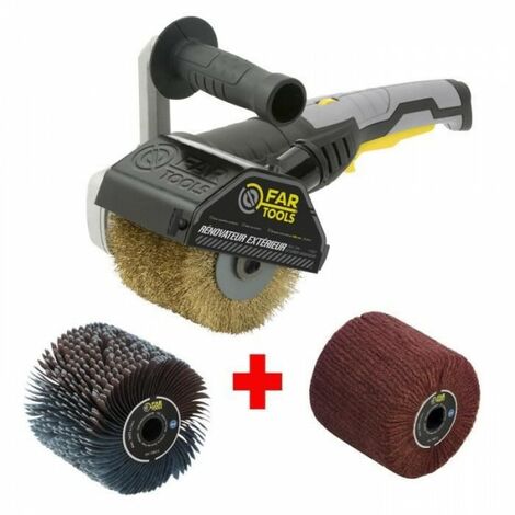 FARTOOLS – Rénovateur REX120C + brosse lanieres abrasives et fibre synthétique – Pour bois et métal - Surfaces planes ou (1/5)