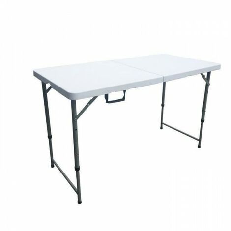 Table de réception pliante - 4 personnes - 122 cm - Structure en acier et Plateau en Polyéthylene PEHD - Blanc (1/4)
