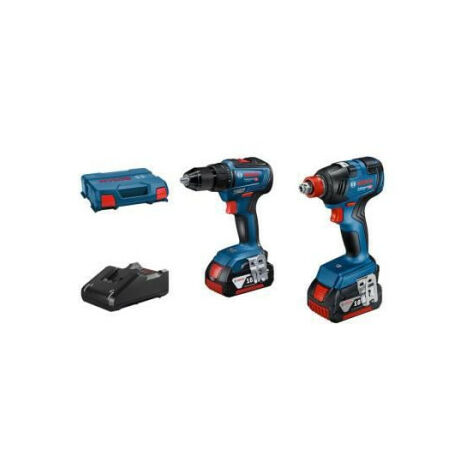 Kit 2 outils Bosch Professional Visseuse a chocs/boulonneuse GDX 18V-200 + Perceuse a percussion GSB 18V-55 + L-CASE - 06019J220