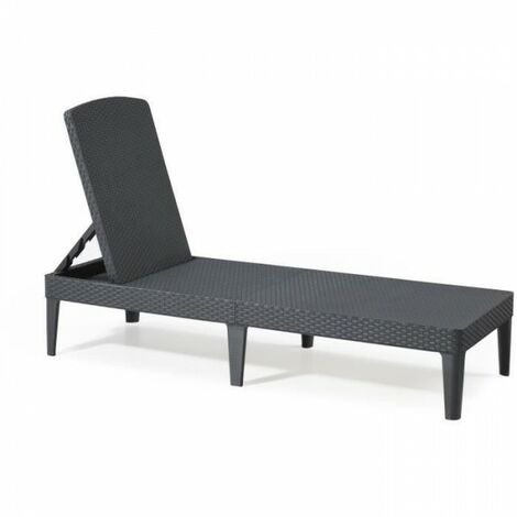 Transat Bain de soleil - Allibert by KETER – Jaipur – en résine imitation rotin tressé – gris graphite – dossier réglable