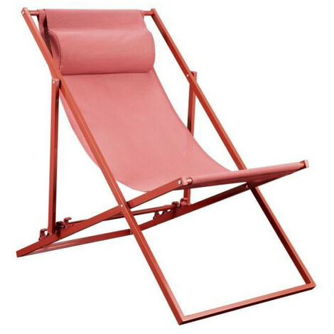 Transat Chilienne PAROS - Structure en acier - L 63 x P 104 x H 85 cm - Terracotta (1/5)