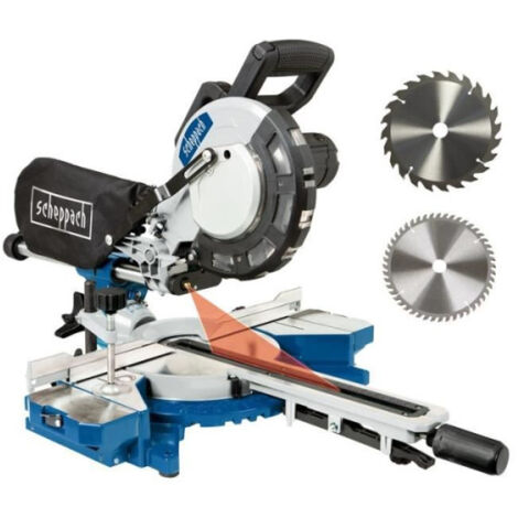 Scheppach – Scie à onglet radiale 216mm – Double guidage – Pour bois dur et tendre – Coupe précise en biais et transversale - HM216 (1/2)