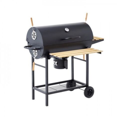 Barbecue charbon 2 grilles acier chromé – Surface de cuisson 71 x 35 cm – Capacité jusqu'à 12 personnes – Design élégant noir – Cookingbox