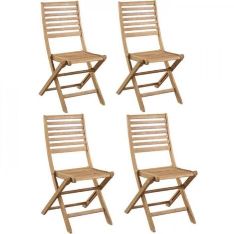 Lot de 4 chaises de jardin pliantes en Acacia FSC - 47 x 57,5 x H.89,5 cm (1/5)