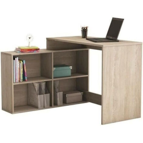 DEMEYERE Bureau d'angle contemporain décor chene Shannon - L 112 cm - NAGANO (1/5)
