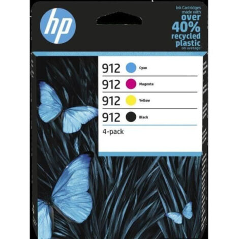 HP 912 Pack de 4 cartouches d'encre noire, cyan, jaune et magenta authentiques (6ZC74AE) pour OfficeJet 8010/Pro 8020 series (1/5)