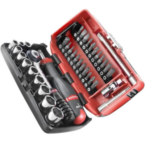 Coffret douilles 1/4'' 6 pans métriques et embouts - FACOM - R2NANOPB - 38 pieces diametre 5,5 a 14mm (1/4)