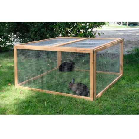 KERBL - Enclos extérieur pour rongeurs - Vario Bois - Grillage fin - Dimensions 120x120x59cm (1/3)