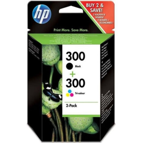 HP 300 Pack de 2 cartouches d'encre noire et trois couleurs authentiques (CN637EE) pour DeskJet F4580 et Photosmart C4680/C4795 (1/5)