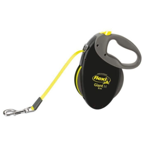 Laisse sangle TRIXIE flexi GIANT - Taille M - 8m - Noir et jaune fluo