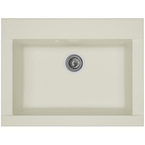 STRADOUR Evier cuisine a encastrer 1 bac sans égouttoir Hexo - Résine - 66 x 50 cm - Blanc
