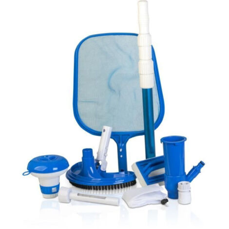 GRE - Kit nettoyage piscine 6 accessoires - Brosse, épuisette, manche, thermometre, balai et diffuseur (1/2)