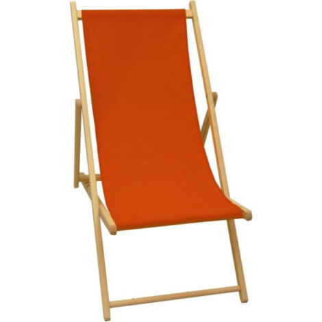 Transat JARDIN PRIVE - Chilienne en bois coloris paprika - Tissu traité déperlant (1/3)