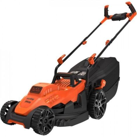 Tondeuse a Gazon BLACK+DECKER Filaire 1400W Poignée BIKE BEMW461BH-QS 34 cm - 6 Hauteurs Réglables - Idéale pour 300 a 400m² (1/5)
