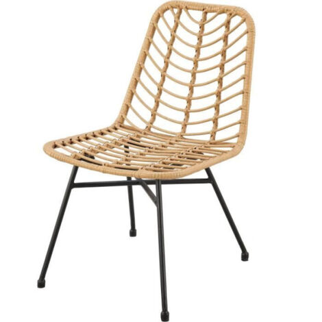Lot de 2 chaises de jardin - Imitation rotin naturel - Structure acier - L63,5 x H 86 x P 48 cm (1/3)