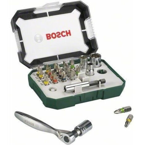 Set embout de vissage Bosch (Kit 26 pieces, Assortiment d'embouts de vissage avec cliquet) (1/2)