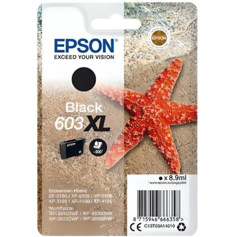 Cartouche d'encre EPSON 603 XL Noir - Etoile de mer (C13T03A14010) - Faible coût et fiabilité