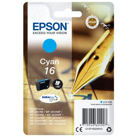 Cartouche d'encre 16 Cyan - EPSON - WorkForce WF-2510WF - Jet d'encre - Epson DURABrite Ultra (1/3)