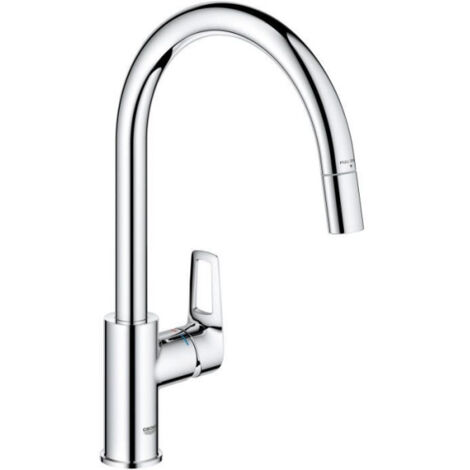 Mitigeur de cuisine GROHE StartLoop - Chromé - Bec haut en C - Mousseur extractible - 30556000 (1/3)