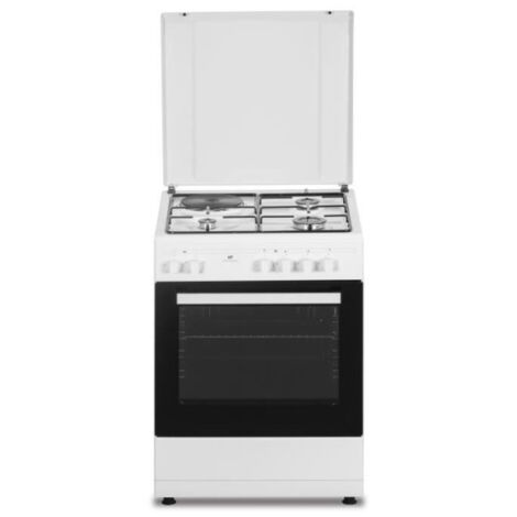 Continental Edison – Cuisinière mixte 3 feux gaz + 1 électrique – Dimensions L59,8 x P61 x H83 cm – Coloris blanc pour cuisine moderne - CECM60FCW