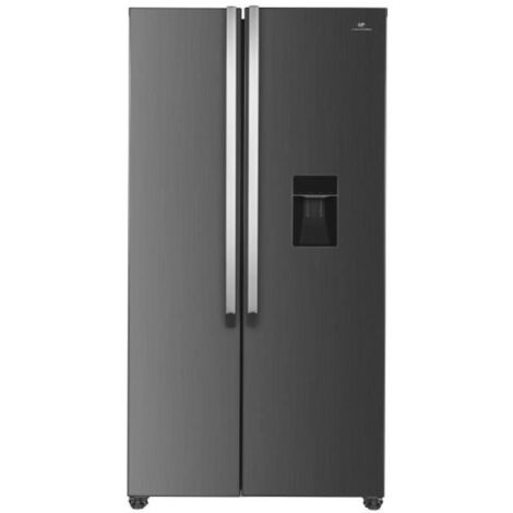 Continental Edison – Réfrigérateur américain 2 portes 529L – Congélateur en bas – L90 x H177 cm – Inox – Moteur inverter silencieux – Distributeur d'eau 2,5L (1/5)