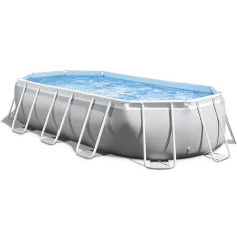 Intex – Piscine tubulaire ovale 503 x 274 x 122 cm – Capacité 13,4 m3 – Avec pompe, bâche, tapis de sol et échelle – Facile à installer