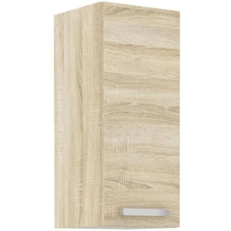 Meuble haut 1 porte battante - Décor chene sonoma - L 30 x P 31,6 x H 72 cm - LASSEN (1/5)