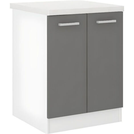 ULTRA Meuble bas de cuisine L 60 cm avec plan de travail inclus - Gris (1/2)