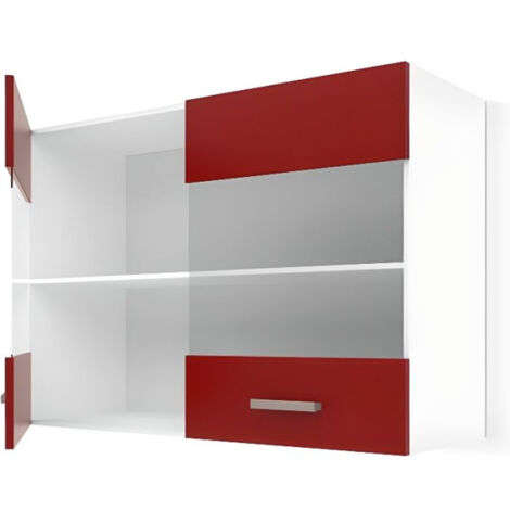 ULTRA Meuble haut vitre de cuisine L 80 cm - Rouge mat (1/3)