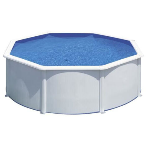 GRE - Kit Piscine hors sol acier ronde blanche Ø370 x 122 cm (Livrée avec filtre a sable et échelle) (1/5)