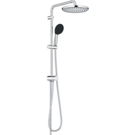 Grohe – Colonne de douche sans robinetterie – Douche de tête 25 cm avec 2 jets – Pommeau 11 cm avec 2 jets – Flexible 1,25 m – Économie d'eau