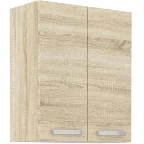 Meuble haut 2 portes battantes - Décor chene sonoma - L 60 cm x P 31,6 x H 72 cm - LASSEN (1/5)