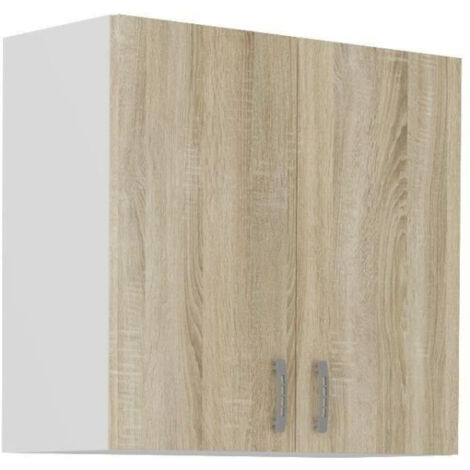 SARA Meuble haut SARA - 2 portes - Décor chene sonoma - L80 x P31 x H71,5 cm (1/2)