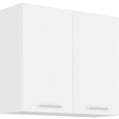 ATLAS Meuble haut 2 portes battantes - Décor blanc - L80 x P31 x H72 (1/5)