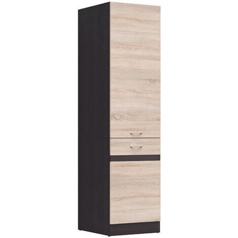 Colonne de cuisine 2 portes gauche – L 50 x H 196 x P 46 cm – Panneaux de particules chêne sonoma – 4 étagères