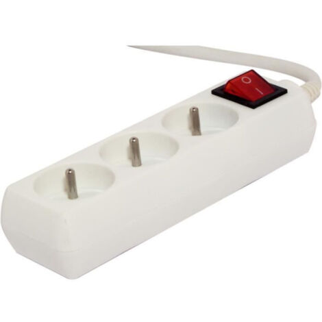 Bloc Multiprise, 5 Prises, 1,5 M, Avec Interrupteur, Blanc